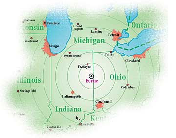 Berne, Indiana - Regional map